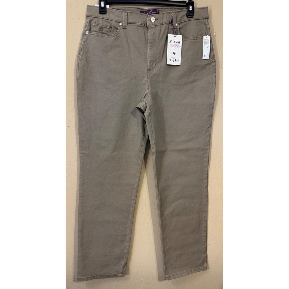 Gloria Vanderbilt Amanda Jeans Women 18 Hazelnut Straight High Rise Stretch NEW